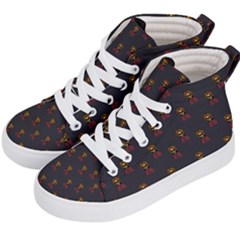 Nerdy 60s  Girl Pattern Grey Kids  Hi-top Skate Sneakers by snowwhitegirl