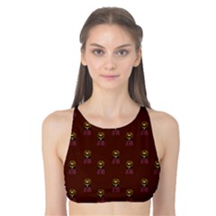 Nerdy 60s  Girl Pattern Red Tank Bikini Top