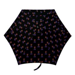 Nerdy 60s  Girl Pattern Black Mini Folding Umbrellas by snowwhitegirl