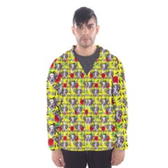 Heart Skeleton Face Pattern Yellow Men s Hooded Windbreaker by snowwhitegirl