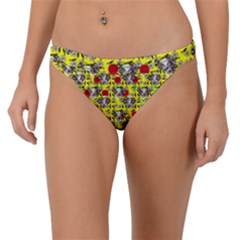 Heart Skeleton Face Pattern Yellow Band Bikini Bottom by snowwhitegirl