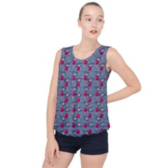 Cherries An Bats Bubble Hem Chiffon Tank Top