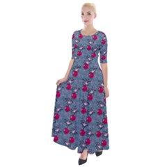 Cherries An Bats Half Sleeves Maxi Dress