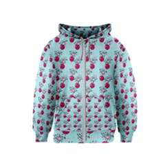 Cherries An Bats Aqua Kids  Zipper Hoodie