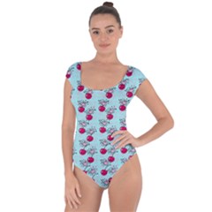 Cherries An Bats Aqua Short Sleeve Leotard 