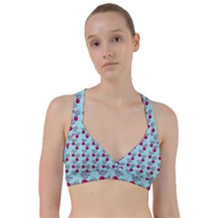 Cherries An Bats Aqua Sweetheart Sports Bra