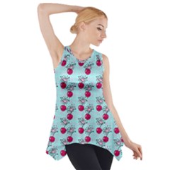 Cherries An Bats Aqua Side Drop Tank Tunic