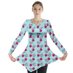 Cherries An Bats Aqua Long Sleeve Tunic 