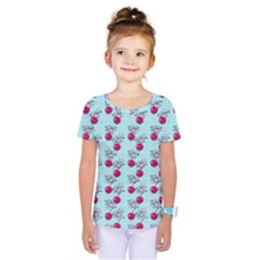 Cherries An Bats Aqua Kids  One Piece Tee