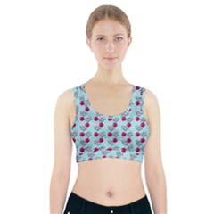 Cherries An Bats Aqua Sports Bra With Pocket