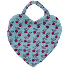 Cherries An Bats Aqua Giant Heart Shaped Tote