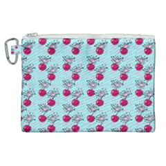 Cherries An Bats Aqua Canvas Cosmetic Bag (XL)