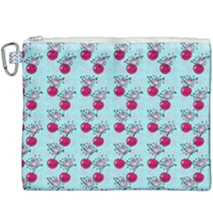 Cherries An Bats Aqua Canvas Cosmetic Bag (XXXL)