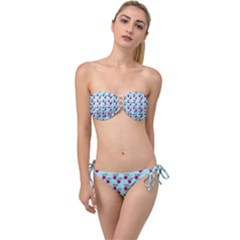 Cherries An Bats Aqua Twist Bandeau Bikini Set