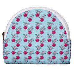 Cherries An Bats Aqua Horseshoe Style Canvas Pouch