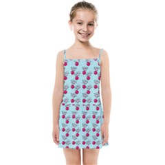 Cherries An Bats Aqua Kids  Summer Sun Dress