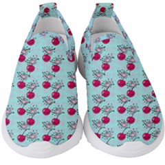 Cherries An Bats Aqua Kids  Slip On Sneakers