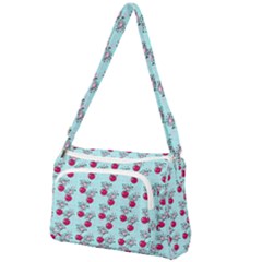 Cherries An Bats Aqua Front Pocket Crossbody Bag