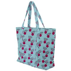 Cherries An Bats Aqua Zip Up Canvas Bag