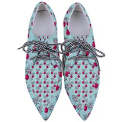 Cherries An Bats Aqua Women s Pointed Oxford Shoes