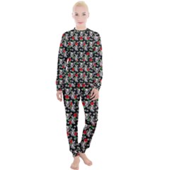 Heart Skeleton Face Pattern Black Women s Lounge Set by snowwhitegirl