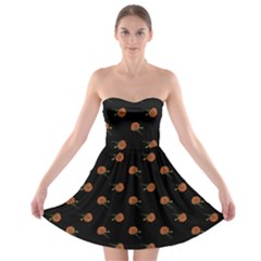 Peach Rose Black Strapless Bra Top Dress