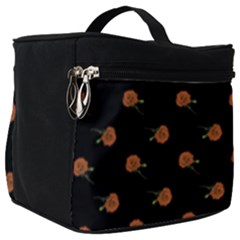 Peach Rose Black Make Up Travel Bag (big) by snowwhitegirl