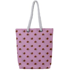 Peach Rose Pink Full Print Rope Handle Tote (small) by snowwhitegirl