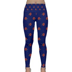 Red Rose Blue Lightweight Velour Classic Yoga Leggings by snowwhitegirl