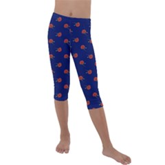 Red Rose Blue Kids  Lightweight Velour Capri Leggings  by snowwhitegirl