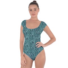 Knitted Wool Blue Short Sleeve Leotard  by snowwhitegirl