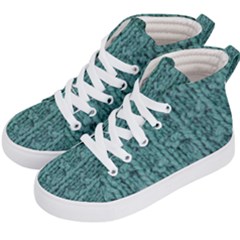 Knitted Wool Blue Kids  Hi-top Skate Sneakers by snowwhitegirl