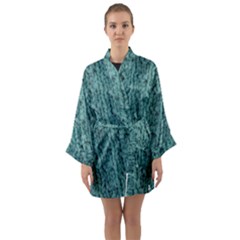 Knitted Wool Blue Long Sleeve Satin Kimono by snowwhitegirl