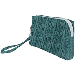 Knitted Wool Blue Wristlet Pouch Bag (small)