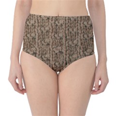 Knitted Wool Brown Classic High-waist Bikini Bottoms by snowwhitegirl