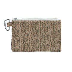 Knitted Wool Brown Canvas Cosmetic Bag (medium)