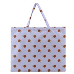 Peach Rose Blue Zipper Large Tote Bag by snowwhitegirl