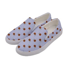 Peach Rose Blue Women s Canvas Slip Ons by snowwhitegirl