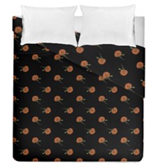 Peach Rose Black Duvet Cover Double Side (queen Size)