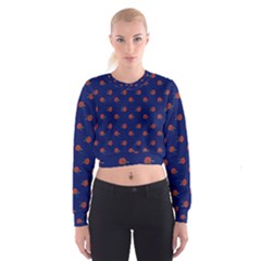 Red Rose Blue Cropped Sweatshirt by snowwhitegirl