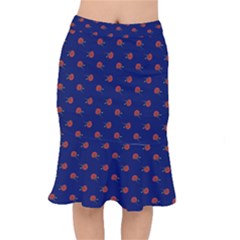 Red Rose Blue Short Mermaid Skirt by snowwhitegirl