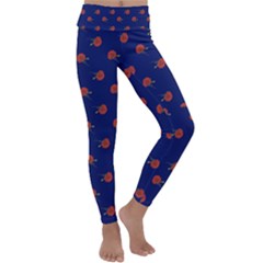 Red Rose Blue Kids  Lightweight Velour Classic Yoga Leggings by snowwhitegirl