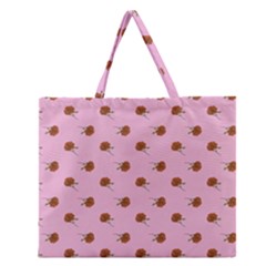 Peach Rose Pink Zipper Large Tote Bag