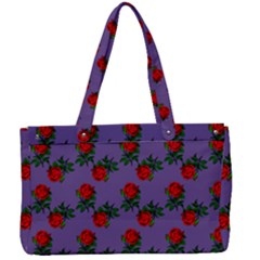 Red Roses Purple Vintage Canvas Work Bag by snowwhitegirl