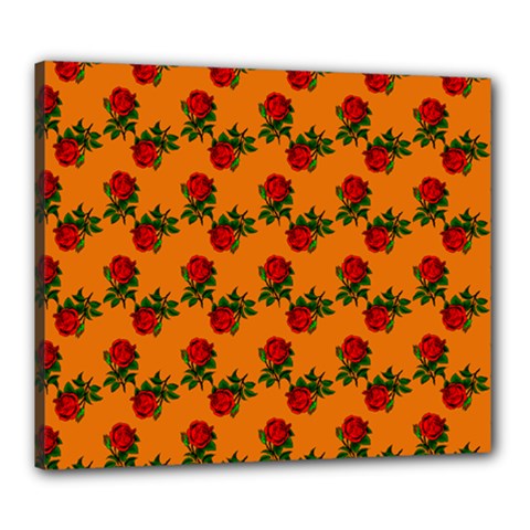 Red Roses Orange Canvas 24  x 20  (Stretched)