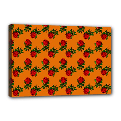 Red Roses Orange Canvas 18  x 12  (Stretched)