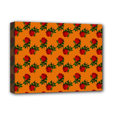 Red Roses Orange Deluxe Canvas 16  x 12  (Stretched) 