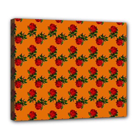 Red Roses Orange Deluxe Canvas 24  x 20  (Stretched)