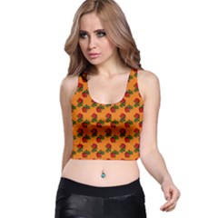 Red Roses Orange Racer Back Crop Top