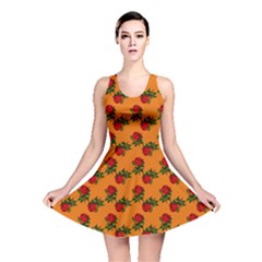 Red Roses Orange Reversible Skater Dress